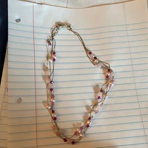 Silver and pink necklace